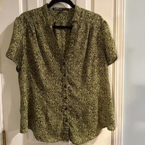 Jasper Olive and Brown Blouse 1X